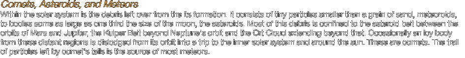 Comets, Asteroids, and Meteors